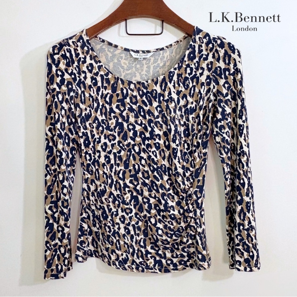 L.K. Bennett Leopard Print Ruched Jersey Knit Top